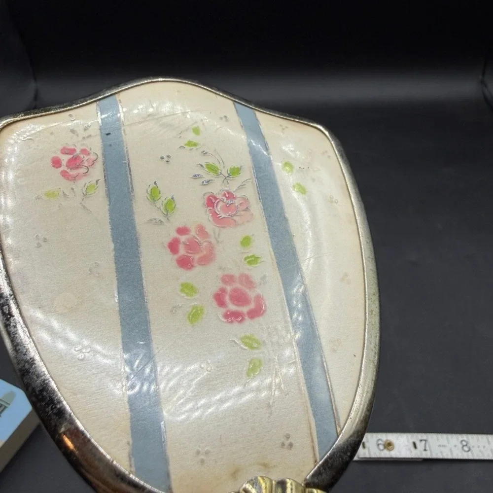 Vintage MCM Hair Brush‎ Women OS Floral Gold Tone Vanity Coquette Vintage